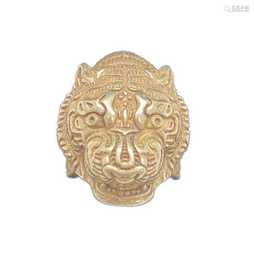 Old Chinese Silver Dynasty Zodiac Tiger Head Ring