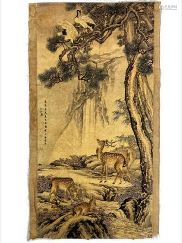 Chinese Old Scroll Nine Pictures Painting By Shen Quan