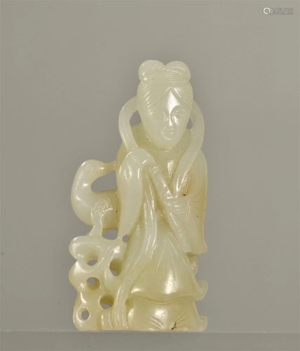 A Chinese Carved Small Jade Decoration of Lady