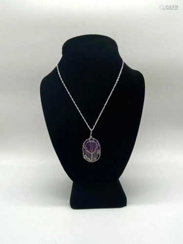 Round Amethyst Gems Stone Chakra Reiki Healing Amulet With S...