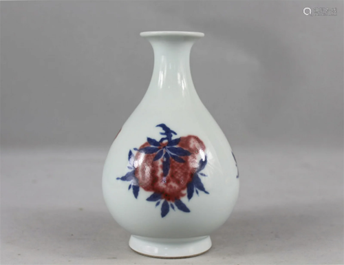 A Chinese Blue and Iron Red Porcelain Vase