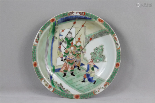 A Chinese Wucai Porcelain Plate of Figures Story