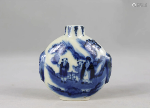 A Chinese Blue and White Porcelain Snuff Bottle of Figures S...