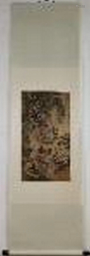 Eight immortals silk scroll by Wu Bing