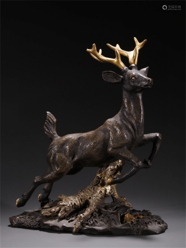 A Carved Bronze Decoration of Deer Shape