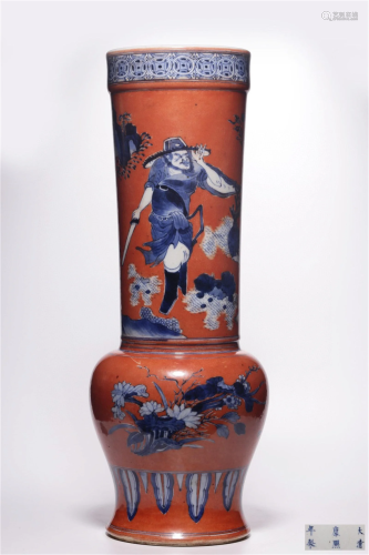 A Chinese Blue and Iron-Red Porcelain Vase