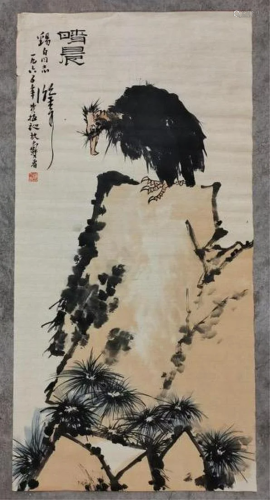 Eagle paper scroll by Pan Tianshou