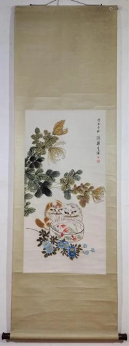 Funny cats paper scroll by Sun Jusheng