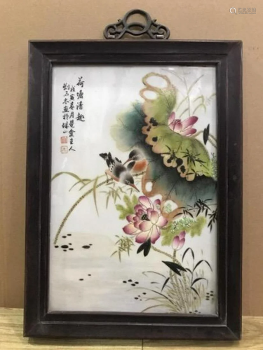 Lotus flowers plaque by Liu Yuchen