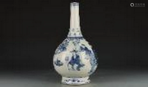 Blue white story vase