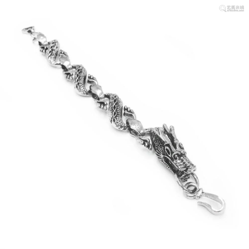 Tibetan Silver Flying Dragon Bracelet