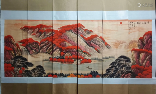 Set of Six Chinese Scroll Paintings