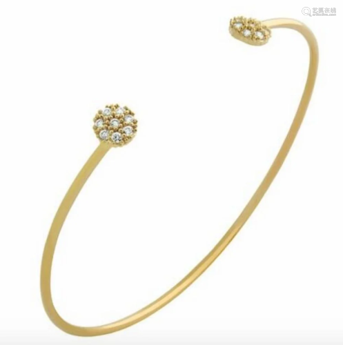 Gold Plated 925 Sterling Silver Bangle with Austrian Crystal...
