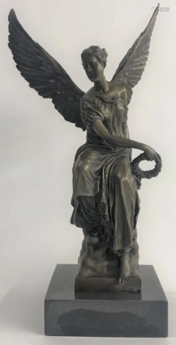 Angel Sitting on Celestial Throne Bronze Sculpture Signed by...