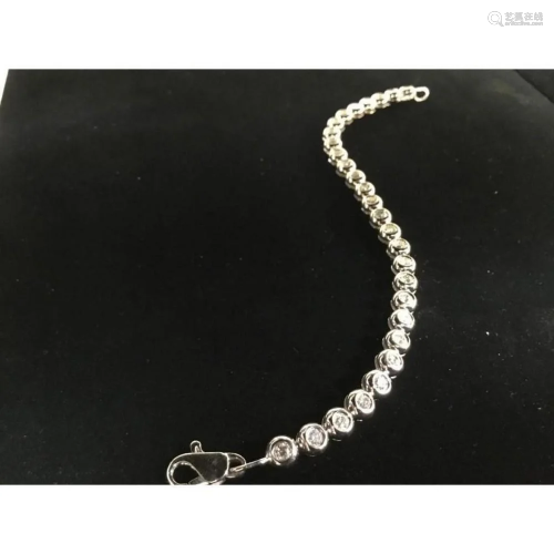 Custom Made 18K Solid White Gold Ladies Bracelet with 2.2ct ...