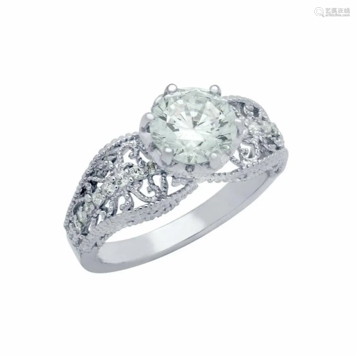 925 Sterling Silver Rhodium Plated Round Austrian Crystal Be...