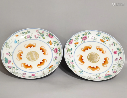 Pair of Chinese Doucai Porcelain Plates