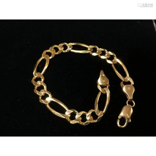 Italian Made 14K Solid Yellow Gold Figaro Link Bracelet