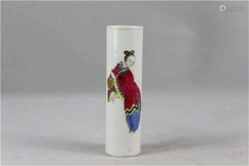 A Chinese Famille-Rose Porcelain Incense Tube