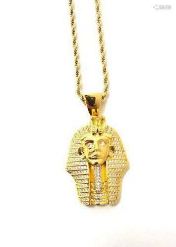 18kt Gold Plated Pharaoh's Head Pendant With 18kt Gold ...