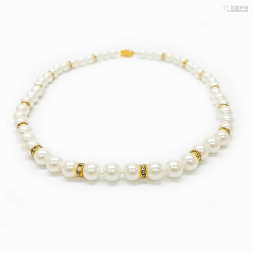 Akoya Pearl & Crystal Beaded Pearl Necklace
