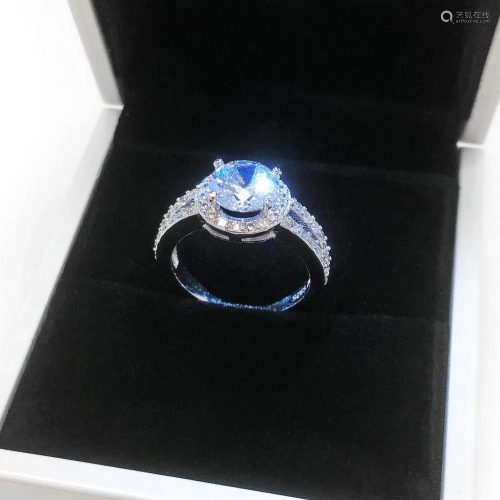 Ladies 925 Silver Marked 2 Carat Main Stone CZ Diamond Ring
