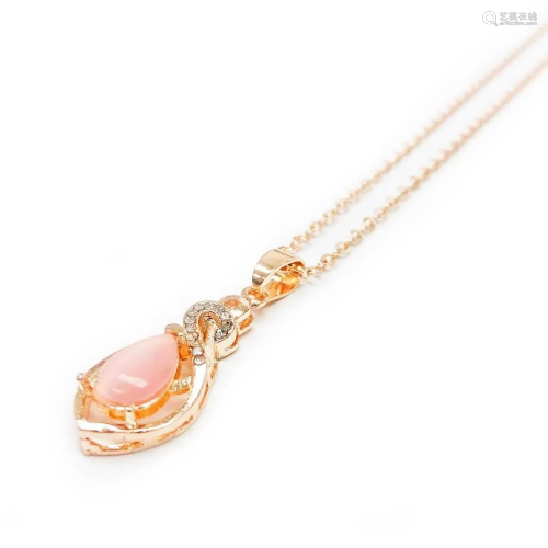 Elegant Ladies Rose Gold Tone Rhinestones Necklace