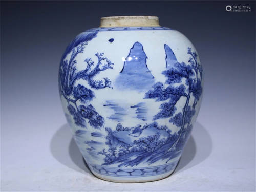 A Chinese Blue and White Porcelain Jar