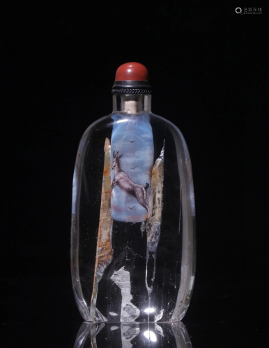 A Chinese Carved Crystal Snuff Bottle