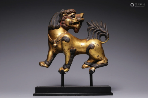 A Chinese Gilt Bronze Decoration of Animal