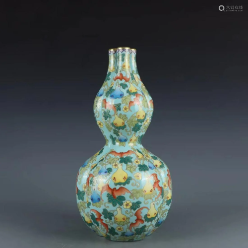 Turquoise Glaze Double-Gourd-Shape Vase