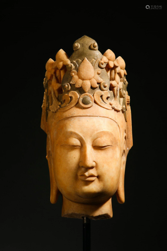 Carved Marble Stone Head of Avalokitesvara