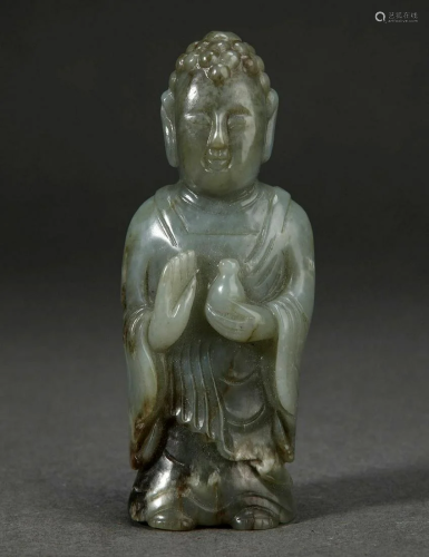 Carved Celadon Jade Figure Ornament