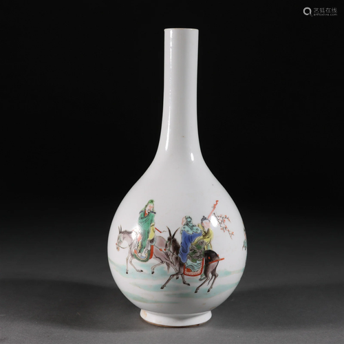 Wucai Glaze Figure Bottle Vase