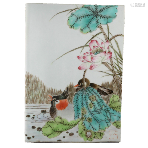 Famille Rose Lotus Pond Plaque