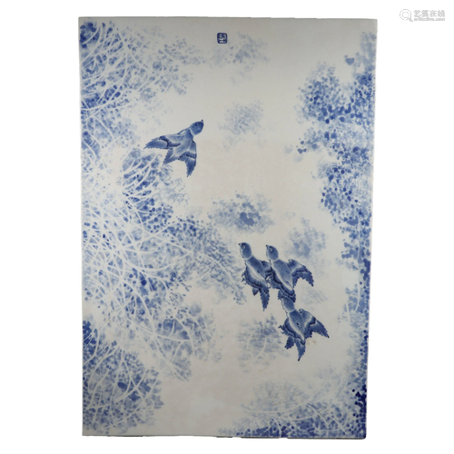 Wang Bu, Blue and White Bird Plaque