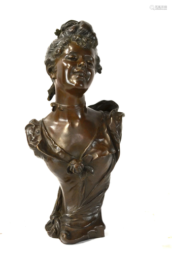 Bronze Bust of A Girl Signed