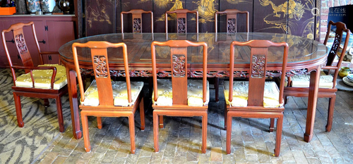 9 Pcs of Chinese Hardwood Table Set