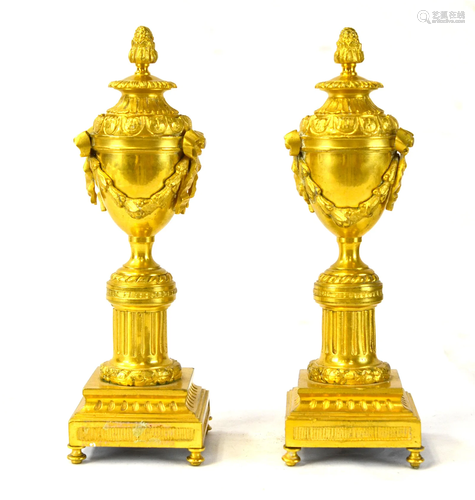 Pr Gilt Bronze Candle Sticks