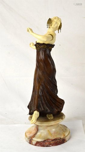 European Antique Art Nouveau Wood Dancer