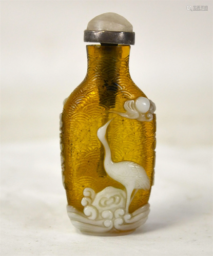 Chinese Two Color Perking Glass Snuff Bottle