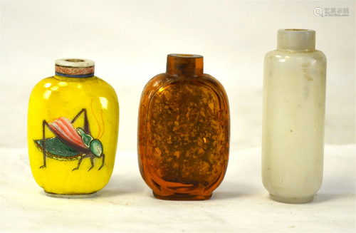 Three Perking Glass Snuff Bottles