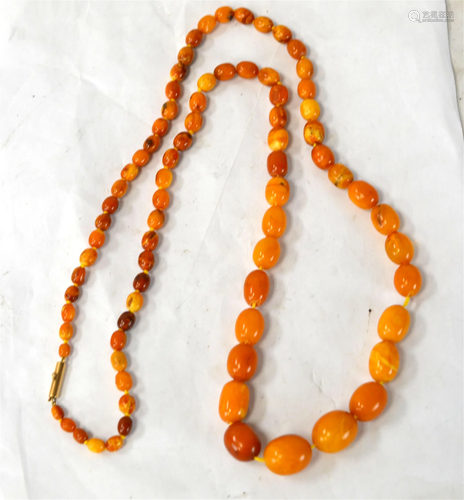 Natural Long Butter Scotch Amber Bead Necklace