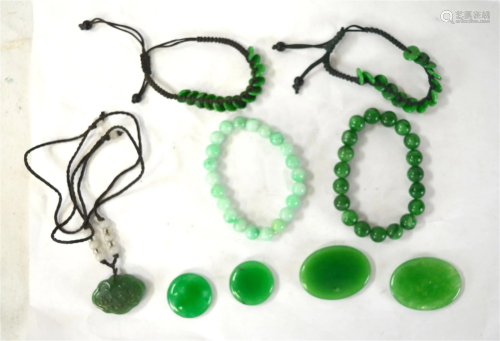 9 Pcs of Green Stone Jewelry
