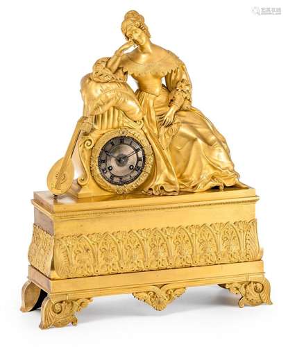 Pendule Charles X mit Sinnender Frankreich, um 1830/40