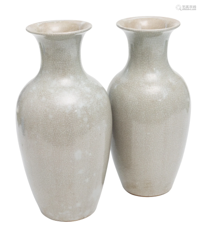 Chinese Crackle Glaze Baluster Vases