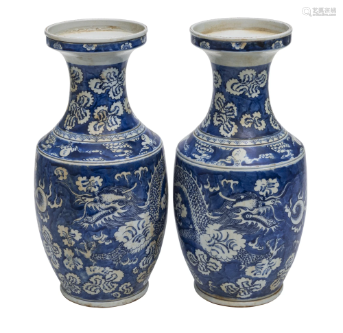 Chinese "Dragon" Baluster Vases