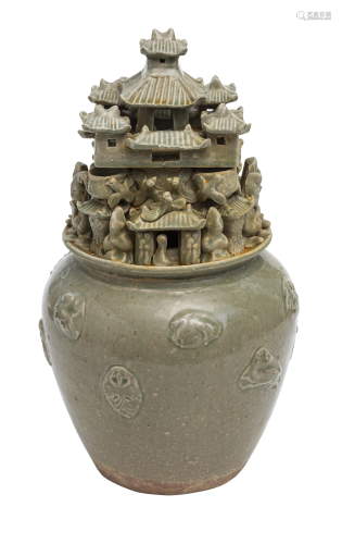 Yue-ware Celedon Warring States Style Chinese Vase