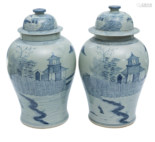 Large Chinese Canton Temple Jars