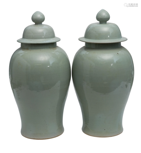 Large Chinese Celedon temple Jars